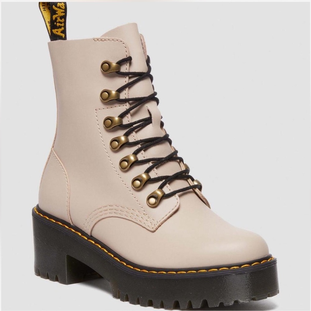 Doc Marten cream Leona Platform Heeled Boots